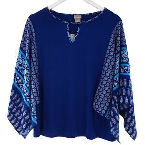 Chicos Royal Blue Boho Top - Size 1/M - New With Tags!